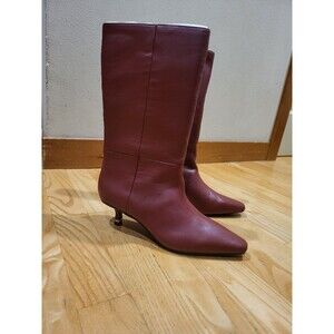 KENNETH COLE NEW YORK Women's Meryl Kitten Heel Boots Rio Red Leather Size 5 M